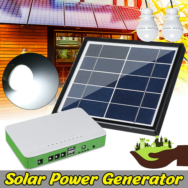 Solar Panel Lighting Kit, Solar Generator Home DC System Kit, USB Solar Charger with 2X LED