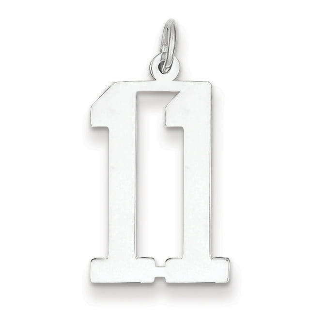 925 Sterling Silver Small Elongated Polished Number 11 Charm and Pendant