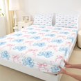 thumbnail image 4 of jejeloiu Watercolor Octopus Bow Bed Sheets For Girls,Coquette Coastal Accent Full Size Sheets,Light Blue,4-Piece,1 Flat Sheet, 1 Fitted Sheet and 2 Pillowcases, 4 of 6