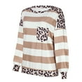 thumbnail image 4 of Uhndy Women's Crew Neck Stripe Leopard Pocket Stitching Long Sleeve Tops, 4 of 5