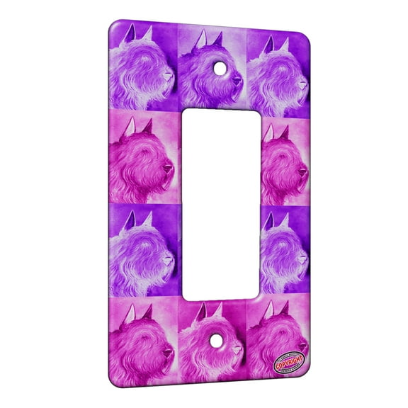 KuzmarK™ 1 Gang Rocker Wall Plate - Bouvier de Flanders Dog Pink Pattern Art by Denise Every