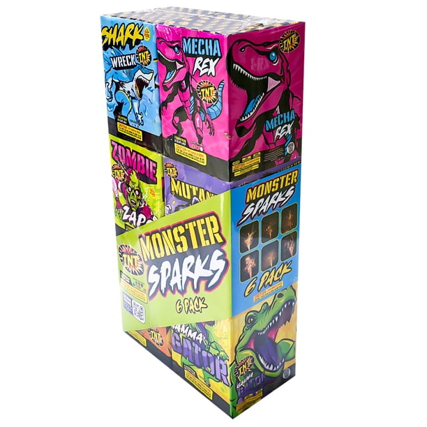 Monsters 6 Pack, Ground Based Fountain Firework Value pack, TNT