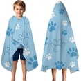 thumbnail image 3 of Blue Dog Paw Footprint Hooded Bath Towel，50"x30" for Ages 3 To 12 Kids, Quick Dry Lightweight Soft Microfiber Hood Beach Towel Cover Up for Kids, 3 of 7