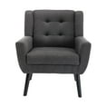 thumbnail image 2 of Modern Accent Chair, Upholstered Button Tufted Armchair, Linen Fabric Sofa Chairs, Ergonomics Accent Chair, Living Room Chair, Bedroom Chair, Home Chair with Black Legs for Bedroom, Dark Gray, 2 of 7