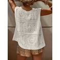 thumbnail image 5 of Women'S Embroidered Floral Crochet Vest Button Up Crop Summer Cowgirl Tops Country Concert Outfits White One size, 5 of 7