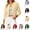 Yellow, variant on OIOLOYJM Cardigan Sweaters for Women Cropped Crew Neck Button Down Open Front Knit Long Sleeve Blouse Lightweight Slim Fit Stylish Comfortable Sweater Red M