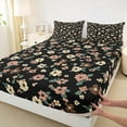 thumbnail image 3 of Feelyou Black Wheat Flower Bed Sheets, Retro French Floral King Sheets, Countryside Theme Sheet Set, Super Cozy Room Decor, 4-Piece, 3 of 7