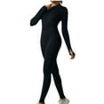 thumbnail image 1 of Bowake Women's Ribbed Long Sleeve Zip Front Jumpsuit, Black, 1 of 4