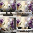 thumbnail image 6 of Peel and Stick Wallpaper Canvas Floral White Purple Leaf Boho Purple Flowers Green Stems Petals Leaves Modern Art Wall Mural Decor Self Adhesive and Removable 69in x 98in, 6 of 6