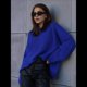 thumbnail image 5 of Suéter de Punto Holgado con Cuello Redondo y Color Liso para Mujer, Ideal para Otoño e Invierno. Azul L, 5 of 8