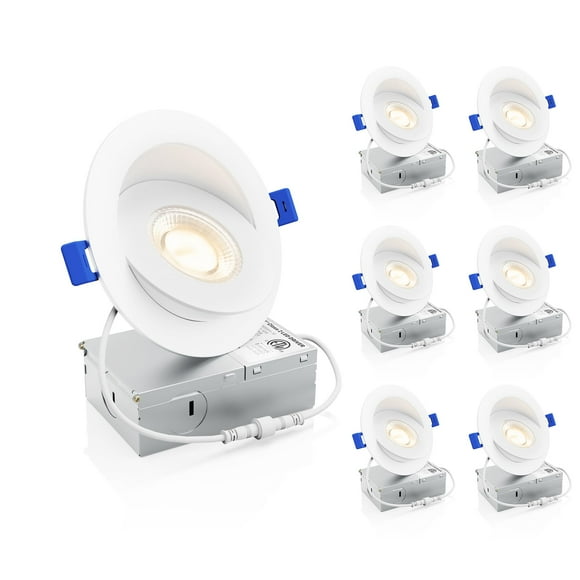Ensenior 6 Pack 4 inch 5CCT LED Gimbal Led Recessed Light with Junction Box, 360°+90° Adjustable Directional Eyeball Lighting, Dimmable, 2700K/