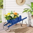 thumbnail image 4 of Gymax Wooden Wagon Planter Decorative Indoor/Outdoor Rustic Flower Cart w/Wheel Blue, 4 of 10