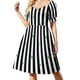 thumbnail image 3 of Vestido de manga corta con estampado de demonio a rayas, elegante vestido de noche para mujer, vestido largo para mujer, 3 of 7