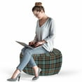 thumbnail image 2 of Tartan Pouf Cover with Zipper, Traditional Classic Scottish Plaid Checkered Pattern with Symmetric Stripes, Soft Decorative Fabric Unstuffed Case, 30" W X 17.3" L, Redwood Cadet Blue, by Ambesonne, 2 of 5
