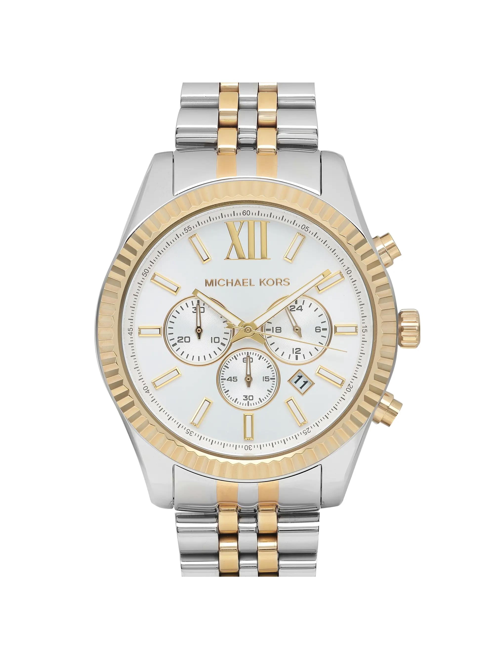 New Michael Kors Lexington Steel Chronograph Silver Dial Quartz