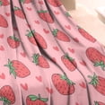 thumbnail image 3 of Red Strawberry Plants Fruit Heart Pink Pattern Blanket,Comfortable Soft Flannel Throw Blanket,All Season,Warm Lightweight Blankets for Sofa Bed Couch Living Room Chair,30"x40", 3 of 4