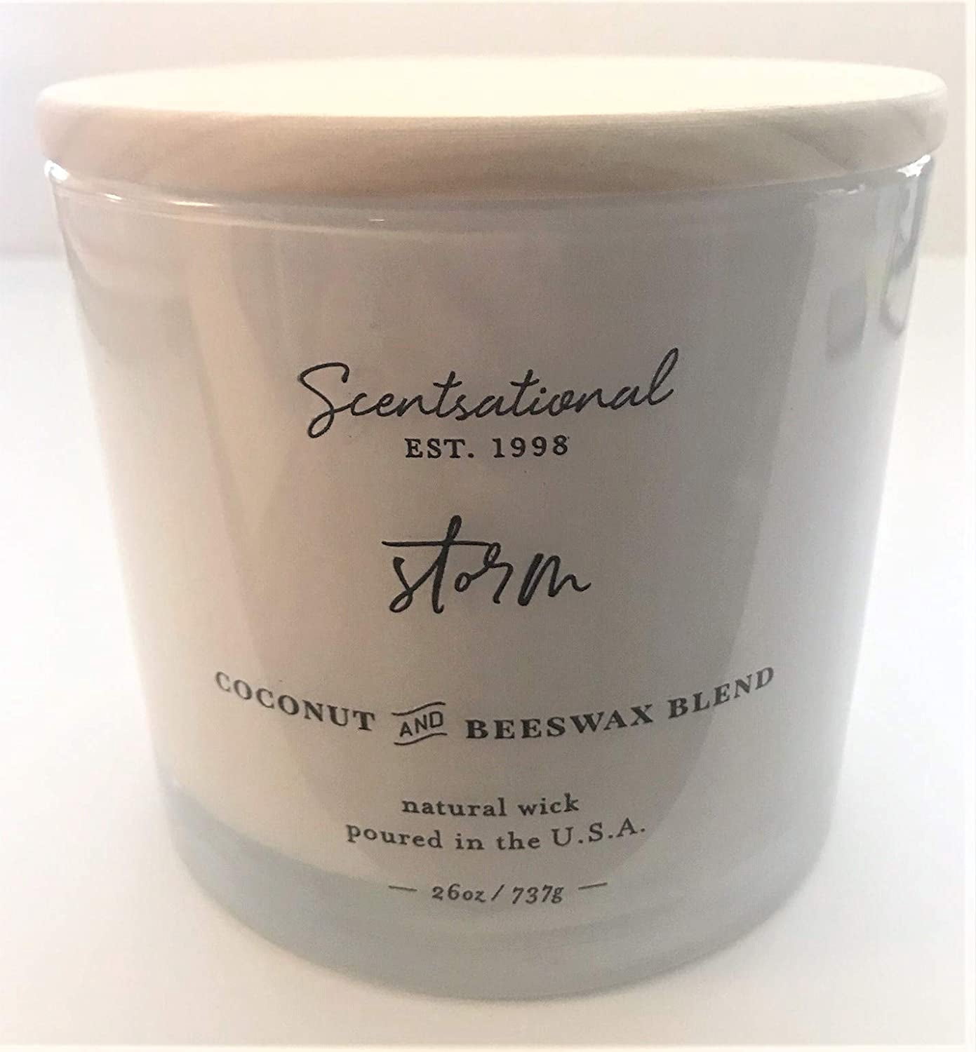 Natural Coconut + Beeswax Scented Candle Storm XL White Jar with Wooden Lid, 26 Oz.