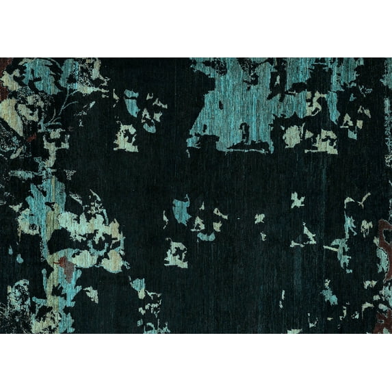 Ahgly Company Indoor Rectangle Abstract Light Blue Modern Area Rugs, 8' x 12'
