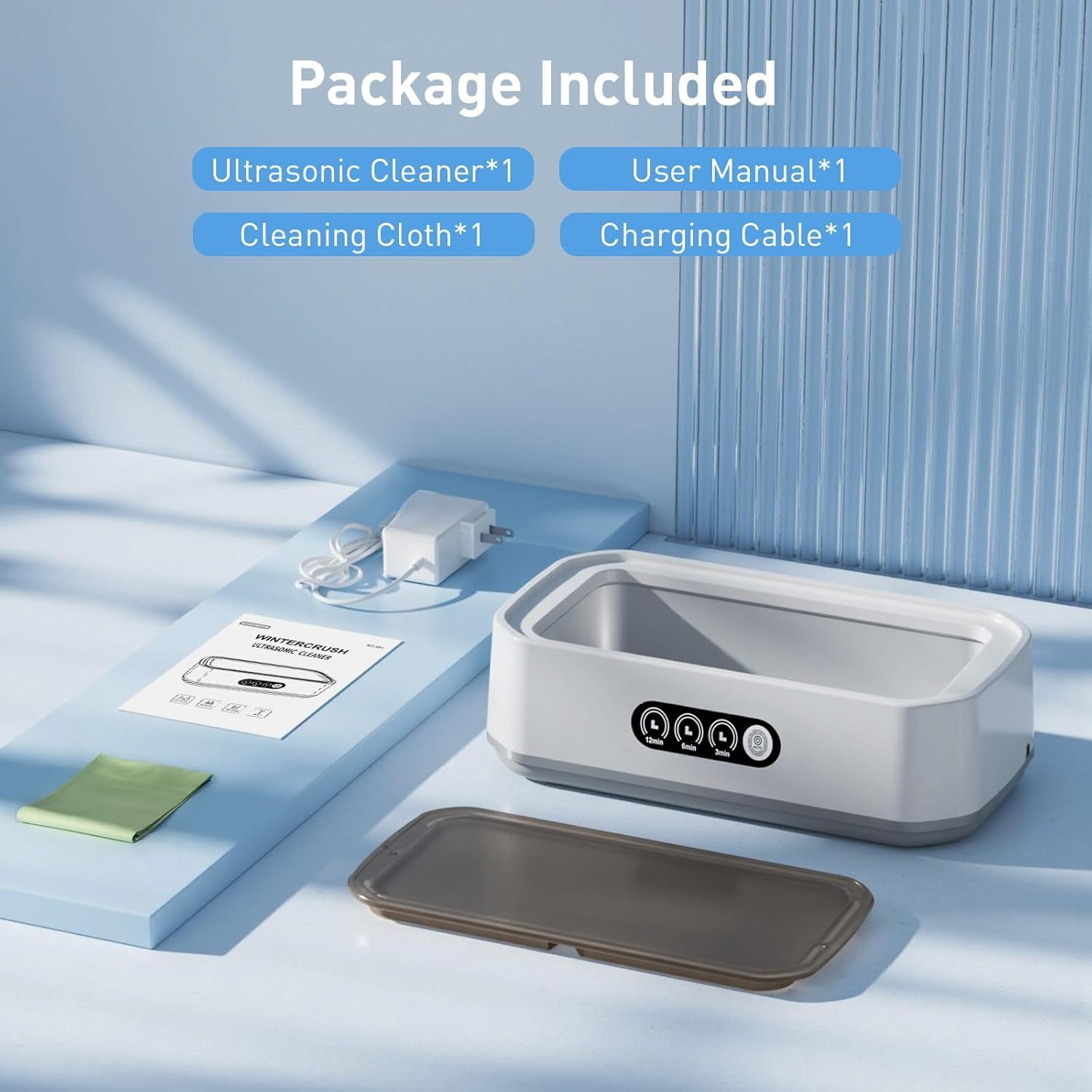 Ultrasonic Jewelry Cleaner,3 Time Modes 50KHz 21OZ Ultrasonic Cleaner Machine for Rings,Glasses,Watch,Makeup Brush