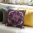 thumbnail image 3 of SHANXI Throw Pillow Covers Decoration Gold Flower Purple Brown and Beige Art Asia Asian Backdrop for Living Room Bedroom Sofa 12x12in, 3 of 5