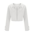thumbnail image 6 of Women's Elegant Pleated Blazer Jacket Slim Fit Open Front Long Sleeve Cropped Office Jacket Work Suits, 6 of 7