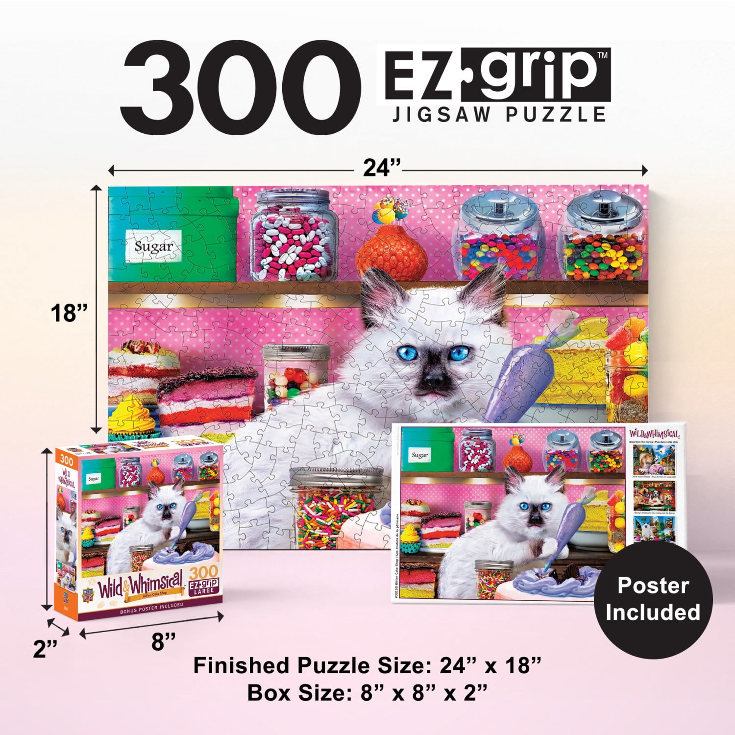 3箱セット　30＆121＆146 MasterPieces 300 Piece EZ Grip Jigsaw Puzzle - Kitten Cake Shop