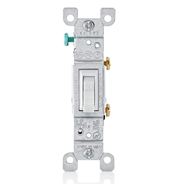 Switch Leviton, 15 A, 120 V, unipolar, AC, silencioso, paquete de 10 unidades, color blanco