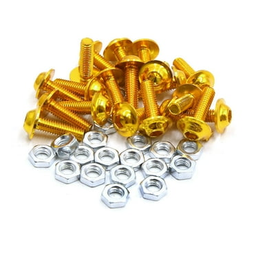 Unique Bargains 20pcs M6 Gold Tone Aluminum Alloy Hex Socket Head Motorcycle Bolts Screws Nuts