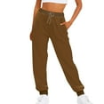 thumbnail image 1 of Fgnfyis Womens Sweatpants Ladies Solid Color Drawstring Elastic Waist Casual Loose Trousers Brown S, 1 of 5