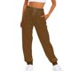 thumbnail image 1 of Gibobby Pantalones para mujer para el frío Pantalones de chándal de lana de pie suelto casuales con cintura elástica y cordón de color sólido para mujer(Marrón,M), 1 of 5