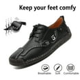 thumbnail image 2 of Mens Leather Casual Shoes Lightweight Breathable Walking Shoes Comfortable Retro Loafers Driving Office Outdoor Black 7.5 US, 2 of 7