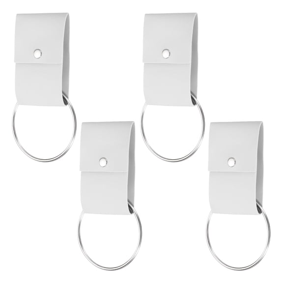 4 Pcs Towel Ring Holder with Loop, Kitchen Bathroom Dish Towels Holder Leather Wall Hook Oven Door Hanger for Home, White