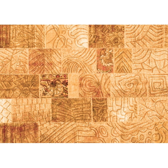 Ahgly Company Indoor Rectangle Patchwork Orange Transitional Area Rugs, 3' x 5'