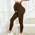 thumbnail image 4 of XUNKUSGA Maternity Leggings High-Waisted Stretchy Breathable Leggings for Women Casual Solid Color Yoga Pants Classic Full-Length Yoga Pants Women S-2XL Brown, 4 of 8