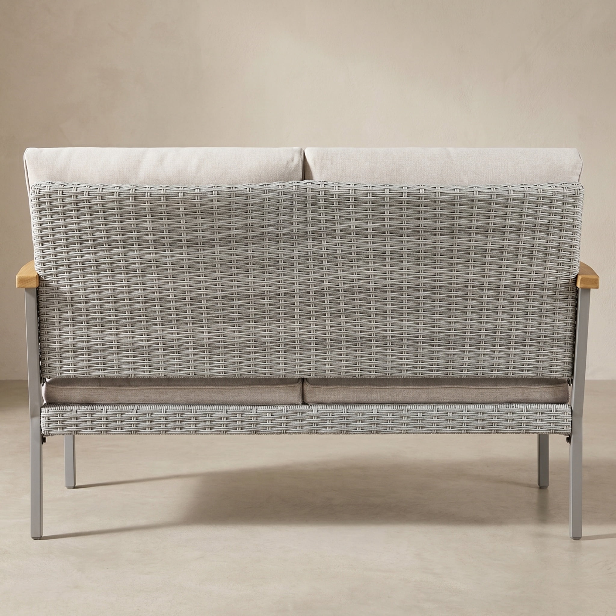 Nordic Hygge 2-Seat Modern Minimalist Patio Sofa with Weather-Resistant Cushions – Powder-Coated Rust-Proof Frame – Gray