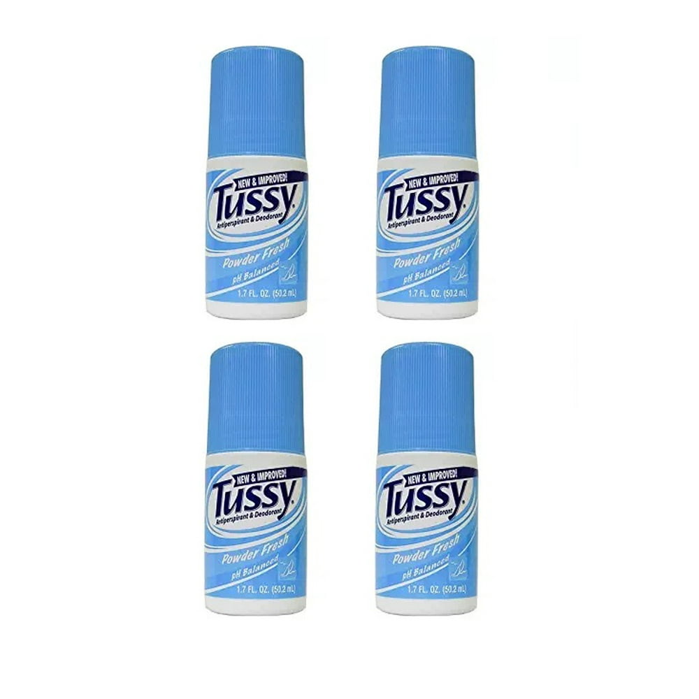 Tussy Rollon Antiperspirant & Deodorant Powder Fresh 1.7 Oz (4 Pack) + LA Cross Tweezers