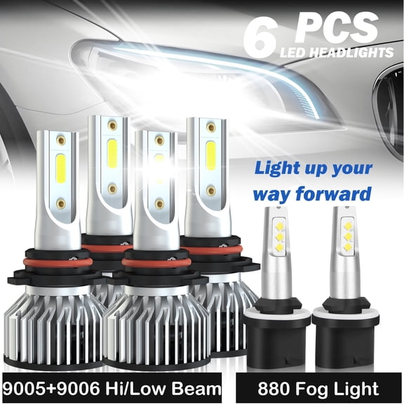 For Chevy Tahoe 2001 2002 2003 2004 2005 2006 6x Combo 9005+9006 LED Headlight High/Low + 880 Fog Lights 6000K 500% Brighter than Halogen