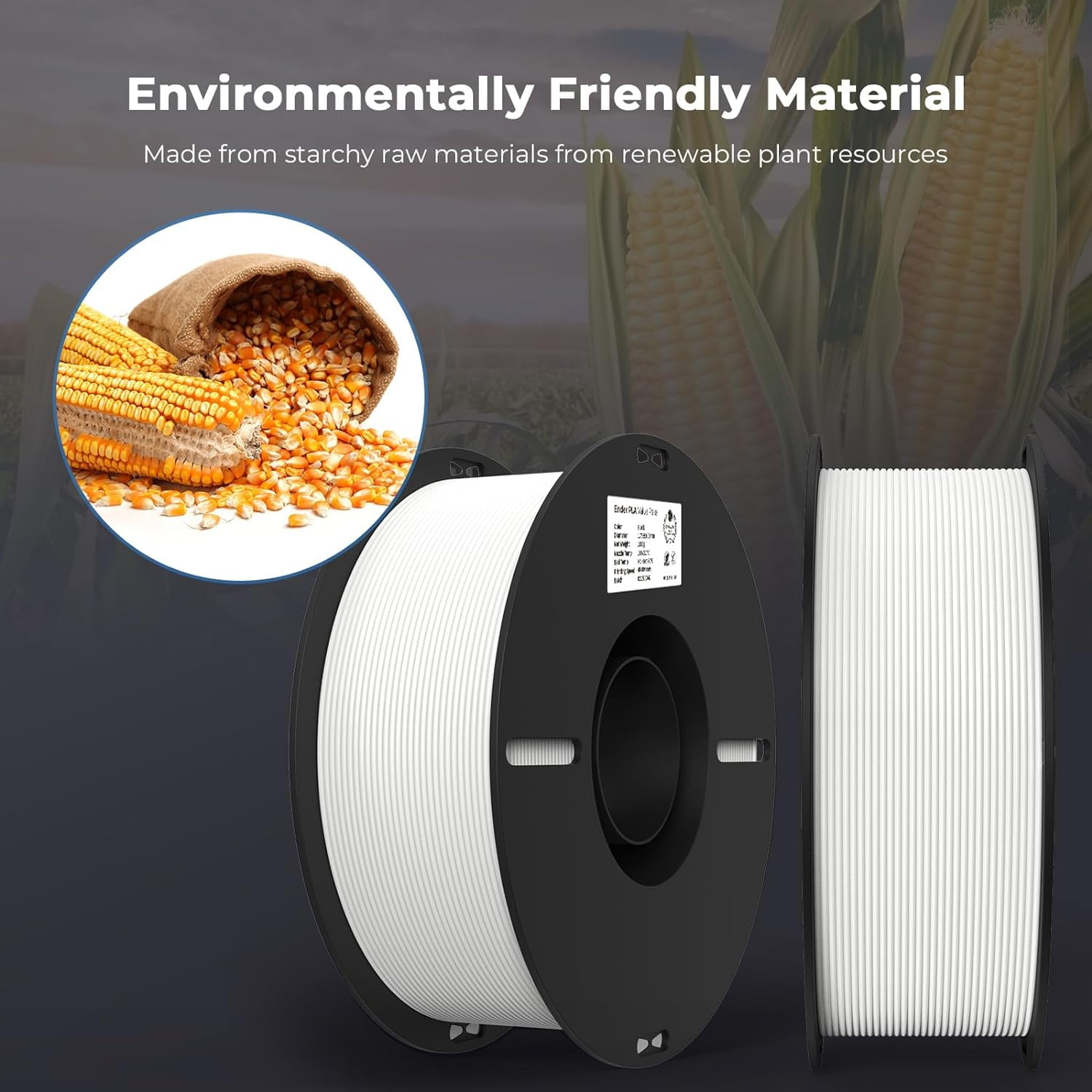 2-Pack Creality 3D Printer Filament, 1.75mm PLA Filament Bundle 2kg for 3D Printing, Ender PLA Filament No-Tangling, Strong Bonding & Overhang Performance, Accuracy +/- 0.02mm, White & White
