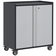 thumbnail image 1 of AOBABO Steel Lockable Wheeled Garage Storage Cabinet w/Shelves, Black/Grey, 1 of 7
