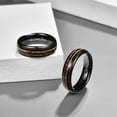 thumbnail image 2 of NUNCAD Handmade Tungsten Wedding Ring with Hawaii Koa Wood Domed Black for Men Women 6mm/8mm, 2 of 5