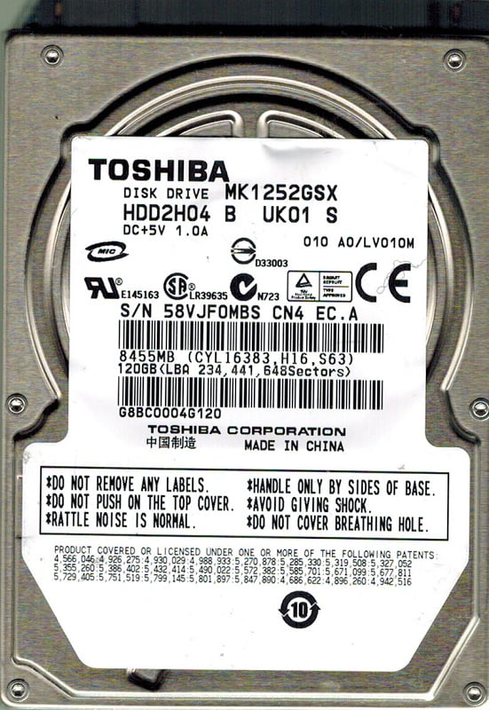 最安 美品 東芝 TOSHIBA MK1255GSXH HDD 120GB ZCNS