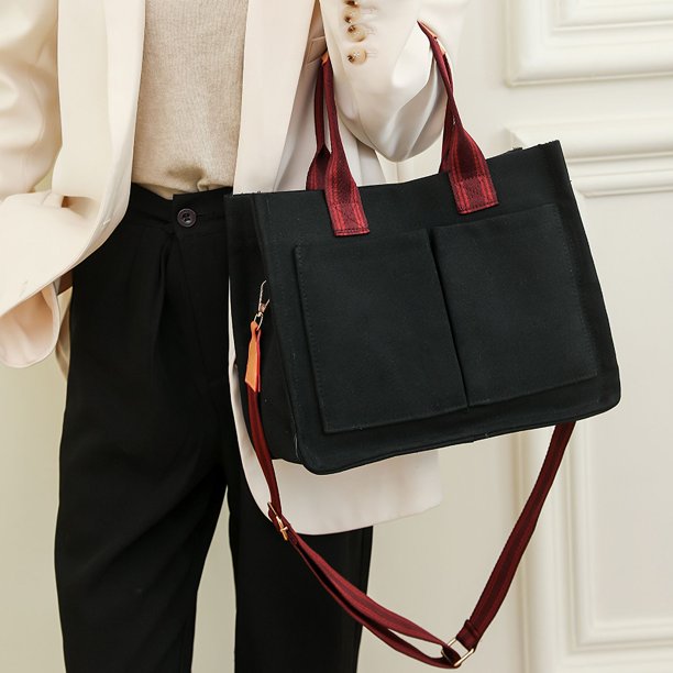 Bolso bandolera elegante para mujer, bolso bandolera informal de lona con múltiples bolsillos para uso diario