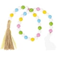 thumbnail image 4 of Makaron Guirnalda de cuentas de madera de Pascua, cuerda de cáñamo, adorno colgante con borlas, decoración del hogar, 4 of 5