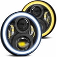 thumbnail image 1 of Conjuntos de faros delanteros para Jeep CJ-8 CJ-7 para Wrangler JK TJ LJ Faros delanteros LED redondos de 7 pulgadas y 60 W con conjunto de lámpara delantera ámbar blanca, 1 of 5