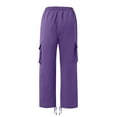 thumbnail image 5 of Godokuleh Mens Casual Joggers Pants Hiking Drawstring Chino Cargo Pants Straight Leg Pants Purple XL, 5 of 5