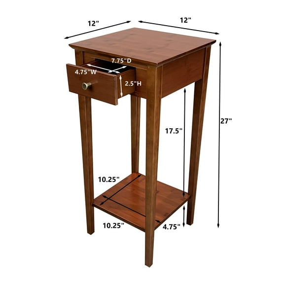 Solid Bamboo Plant Stand Telephone Table Mahogany