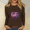 thumbnail image 1 of Styesk Chemises à Manches Longues pour Femmes Nouvel An T-shirt Décontracté Imprimé Col Rond Manches Longues, 1 of 4