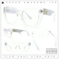 thumbnail image 2 of Womens Luxury Jaguar Head Jewel Thick Horn Cat Eye Clear Fashion Eyeglasses Clear White, 2 of 8