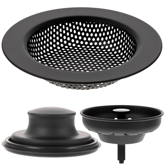 unbranded 3Ud Tapón Y De Desagüe Para Fregadero Cocina Negro Anticorrosión