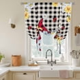 thumbnail image 3 of Flower Gnome Tie Up Curtain 63 Inches Long, White Yellow Flowers Daisy Ladybug Spring Vintage Plaid Balloon Style Kitchen Window Curtain Over Sink, Small Window Rod Pocket Curtain 42"x63", 3 of 9